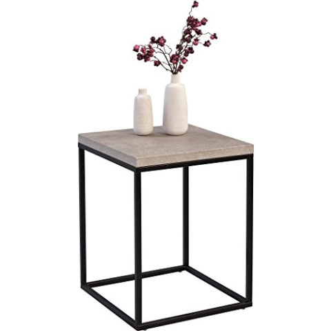 M2 Kollektion Olaf Beistelltisch, Holzdekor, Metall Schwarz Matt Betonoptik, 40 x 40 x 52 cm