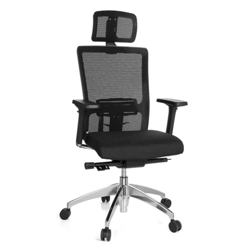 hjh OFFICE 657501 Profi Bürostuhl Astra LUX Stoff/Netz Schwarz Drehstuhl mit Lordosenstütze, Armlehnen höhenverstellbar