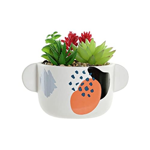 Home Decor Dekorative Pflanze Dkd Weiß PVC Dolomit, 17 x 12,5 x 14 cm