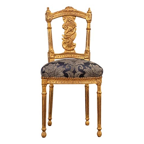 BISCOTTINI INTERNATIONAL ART TRADING Biscottini Antiker 95 x 45 x 42 cm Luigi XVI antikgold | Gepolsterter Stuhl im französischen Stil | Schlafzimmersessel aus Stoff beige, Media, L7328