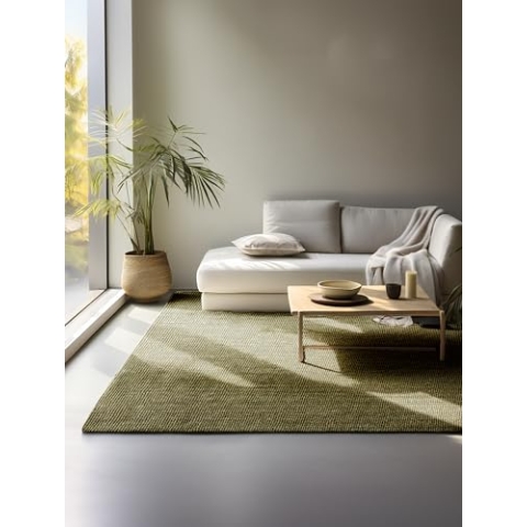 Hanse Home Jute Teppich – Natur Wohnzimmerteppich aus 100% Jute - Handgewebt & Umweltfreundlich – Boho Naturfaser Juteteppich für Wohnzimmer, Schlafzimmer, Esszimmer – Grün, 190x280cm