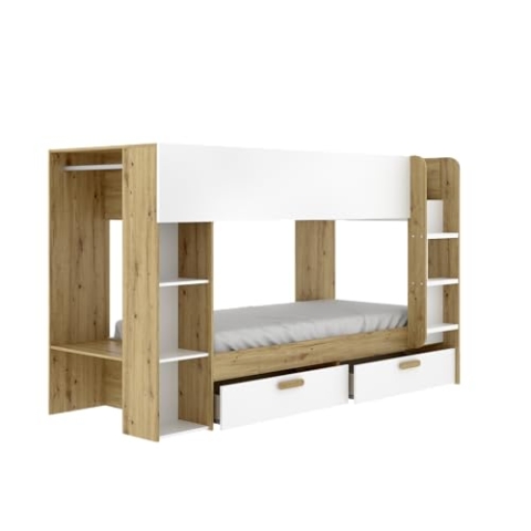 DEKIT GRUPO RIMOBEL Nido Bett, Melamin, Nordisch, Weiß, 150 x 245,4 x 109,8 cm