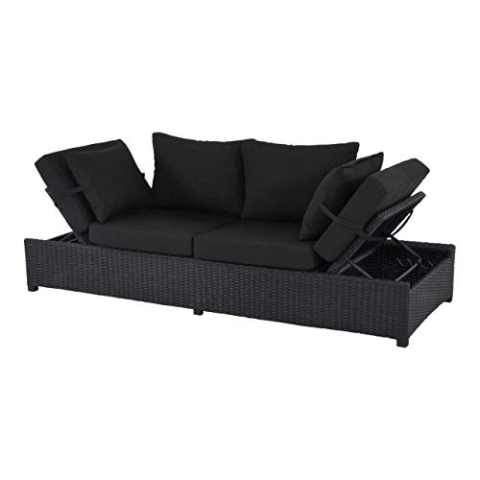 Loungebank Roma Black 210x80x66cm