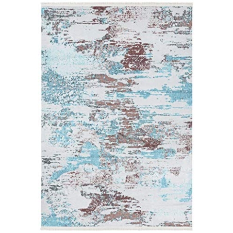 Nouristan Design Teppich mit Fransen Keon Blau Grau, 160x230 cm