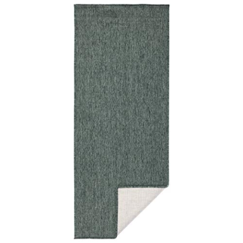 NORTHRUGS In- und Outdoor Teppich Miami 80x250cm - Wendeteppich Wetterfest Modernes Unifarben Design Läufer für Balkon Terrasse Garten Wintergarten Wohnzimmerteppich Wasserfest in Grün Creme