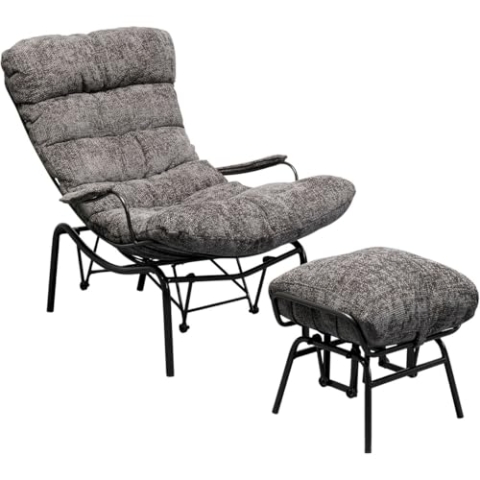 Kare Design Sessel + Hocker Vienna Swing, Grau, Schaukelsessel, Schwing-Funktion, 40 cm Sitzhöhe, Wohnzimmer, Schlafzimmer, 97x83x106 cm (H/B/T)