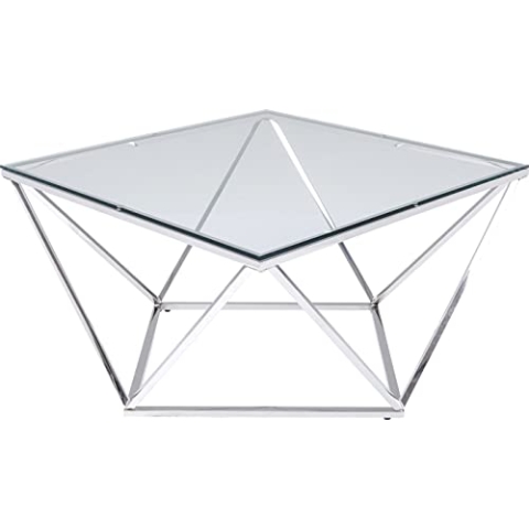 Kare Design Couchtisch Cristallo, Silber, 45x80x80cm