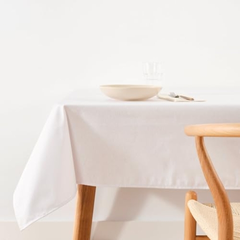 Belum Tischdecke, 100% Bio-Baumwolle, Harzbeschichtet, 200 x 180 cm, Wasser- und Schmutzabweisend, Weiß, Rechteckig, Eleganz