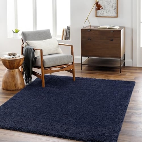 Surya Shaggy Rug Shaggy Berber Teppich - Flauschiger Teppich für Wohnzimmer, Esszimmer, Schlafzimmer, Langflor Hochflor Teppich flauschig - Teppich groß 200x275 cm, Wohnzimmerteppich in Dunkelblau