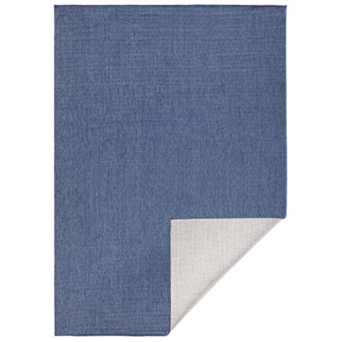 NORTHRUGS In- und Outdoor Teppich Miami 160x230cm - Wendeteppich Wetterfest Modernes Unifarben Design Läufer für Balkon Terrasse Garten Wintergarten Wohnzimmerteppich Wasserfest in Blau Creme