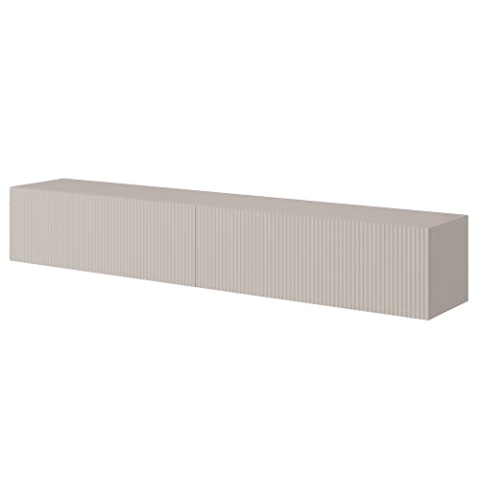 Selsey TV Schrank Board Sideboard Fernsehtisch Fernsehschrank 175 cm Hängend Gefräste Front Graubeige Veldio