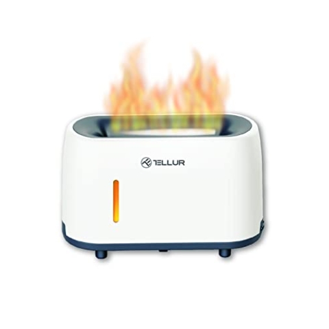 TELLUR Flame Ultraschall-Diffusor für Atherische Öle, Aroma Diffuser für Ätherische Öle, Fernbedienung, 240 ml, Fammenförmiges LED-Licht (Weiß)