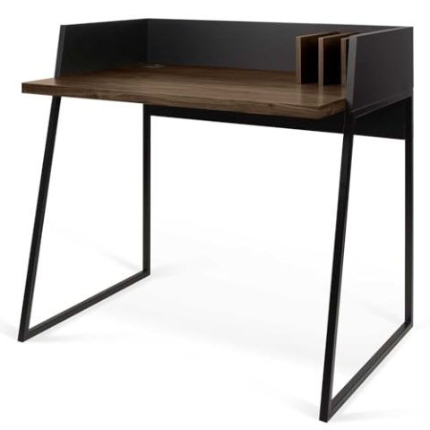 TEMAHOME Volga Schreibtisch Holz Nussbaum Furnier/Schwarz 90 x 60 x 88 cm