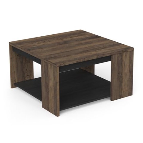 Demeyere Couchtisch, Eiche, Dunkles Holz und Schwarz, 80 x 44 x 80 cm