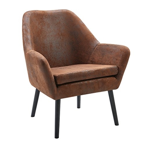 Versanora Divano Mid Century Alter Stoff Stuhl Sitz dunkelbraune Beine mit Armlehne für Küche Esszimmer Wohnzimmer Lesen Schlafzimmer Büro