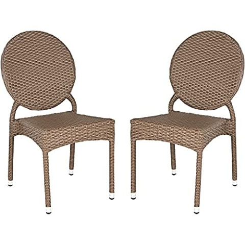 SAFAVIEH Wicker Outdoor Dining Chairs - Set of 2, in Brown