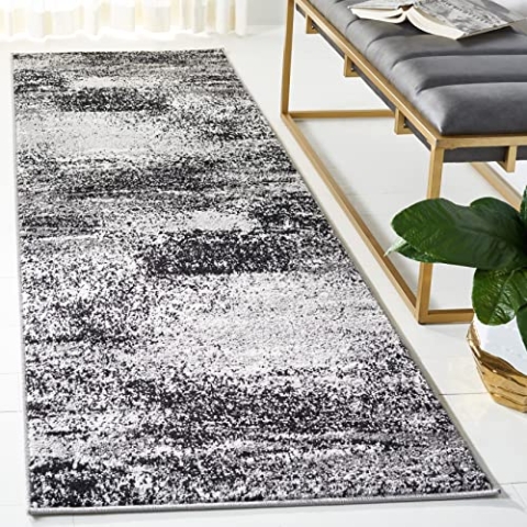 SAFAVIEH Modern Teppich für Wohnzimmer, Esszimmer, Schlafzimmer - Adirondack Collection, Kurzer Flor, Silber und Multi, 76 X 244 cm