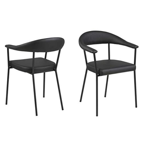 AC Design Furniture Ana 2er Set Esszimmerstühle in Schwarz, Küchenstühle aus Kunstleder und Metall, B: 56 x H: 77,5 x T: 52,5 cm