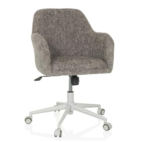 hjh LIVING Homeoffice Stuhl gepolstert SOLAO Home Schreibtischstuhl Drehstuhl höhenverstellbar, Wippfunktion, Stoff Grau