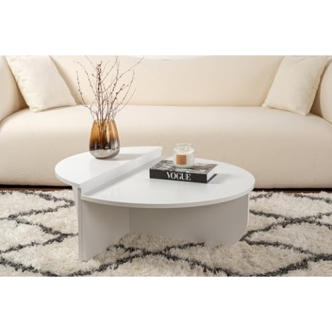 Hanah Home Stylish White Coffee Table Set (2 Pieces), 100% Melamine Coated Particle Board, 18 mm Thick | Large: 90x30x60 cm, Small: 85x35x30 cm | Modern Design for Living Room