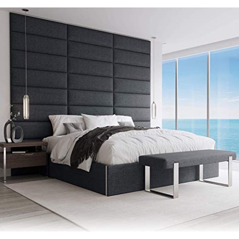 VANT Gepolsterte Kopfteile - Accent Wall Panels - Pack von 4 - Einfach Passen - König Zwilling Bett Größen (76cm BREITE, Weben Sie Blue Denim)