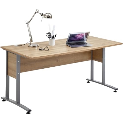 FMD Möbel CALVIA 2 Schreibtisch, Holzwerkstoff, Alteiche Nb, rechteckig