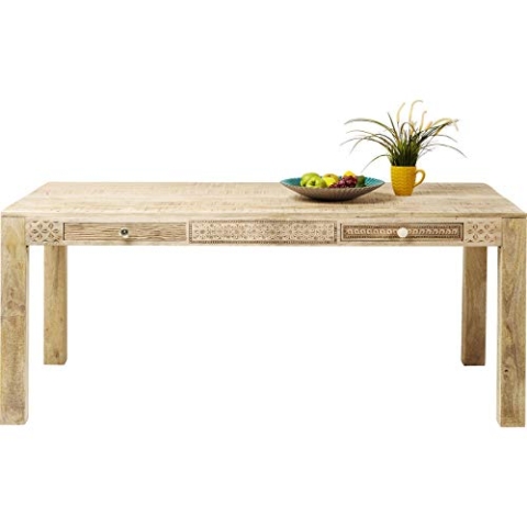 Kare Design Tisch Puro Plain, Braun, 4-6 Personen, Handgefertigt, Detailarbeit, 2 Schubladen, Hochwertig, Esszimmertisch, Esstisch, Jedes Stück ein Unikat, Stauraum, Massivholz, 76x70x140 cm (HxBxT)