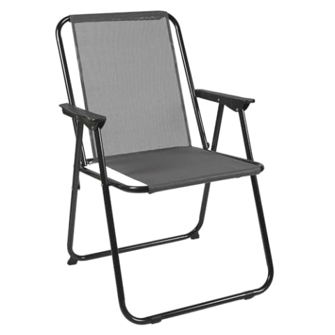 HOME DECO FACTORY, HDO0325, Grauer Klappstuhl Pm M8, Möbel, Gartenmöbel, Außensitz, 51x75x60 cm, Sitzhöhe 36 cm, UV-Behandlung – Textil, Grau