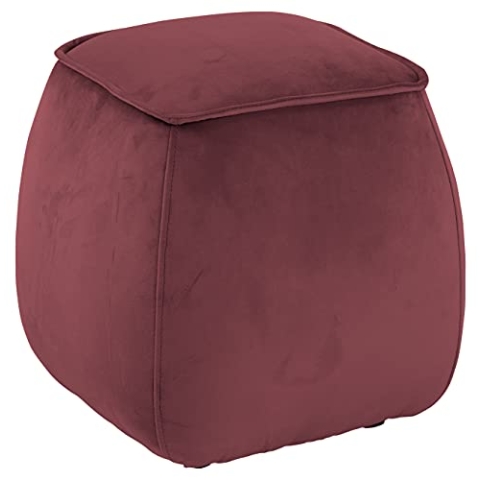 AC Design Furniture Mia quadratische Ottomane, H: 40 x B: 40 x T: 40 cm, Korallenrot, Samt, 1 Stk.