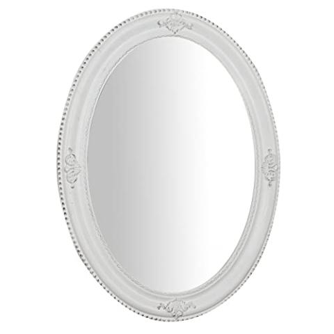 BISCOTTINI INTERNATIONAL ART TRADING Wandspiegel für Badezimmer und Schlafzimmer 66 x 86 x 4 cm | Wandspiegel mit Haken | Spiegel weiß