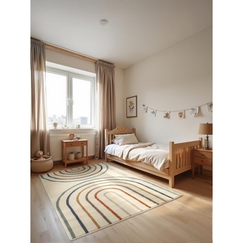Hanse Home Adventures Kinderteppich - Bunte Regenbogen Spielteppich, Modernes Design, Spielmatte, Krabbelteppich Junge Mädchen für Kinderzimmer, Jugendzimmer, Wohnzimmer - Creme Multifarben, 120x170cm