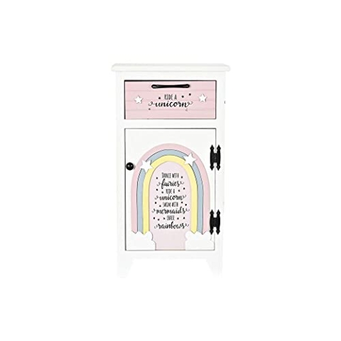 DKD Home Decor Nachttisch, Gelb, Weiß, Grau und Rosa, (40 x 29 x 73,5 cm)
