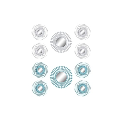 DKD Home Decor Wandspiegel aus Glas, Blau, Weiß, Polypropylen-Karton (25 x 3 x 25 cm) (2 Stück) (50 x 2 x 50 cm) (Referenz: S3019137)