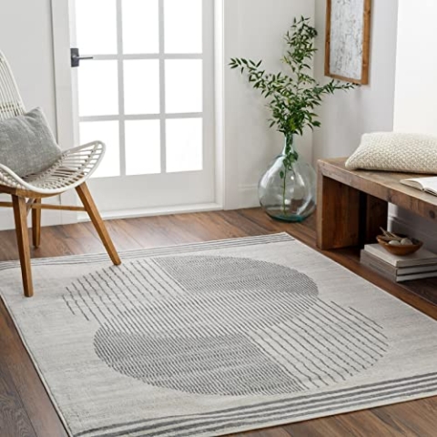 Livabliss Mombasa Teppich Wohnzimmer Boho, großer Teppich Schlafzimmer 200x274 cm - Teppich für Esszimmer mit geometrischem Muster, Skandinavischer Wohnzimmerteppich modern in Creme, Grau und Beige