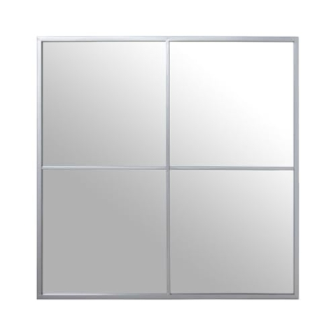 Alexandra House Living Wandspiegel, silberfarben, Metall, Fenster, 5 x 73 x 73 cm