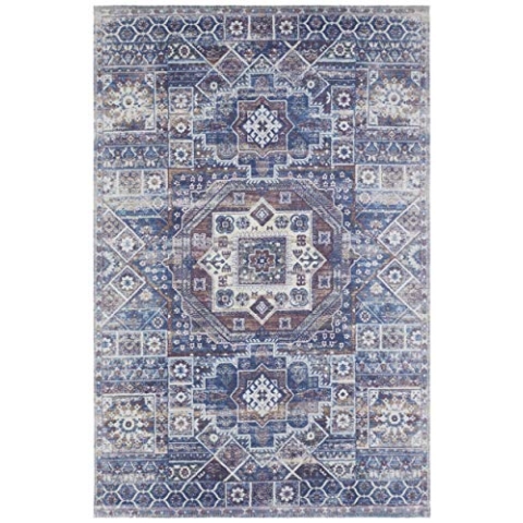 Nouristan Design Teppich mit Fransen Marila Blau Bunt, 120x180 cm