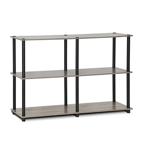 Furinno 3-Ebenen Mehrzweck-Regal, holz, Französische Eiche Grau/Schwarz, 29.46 x 119.89 x 74.93 cm