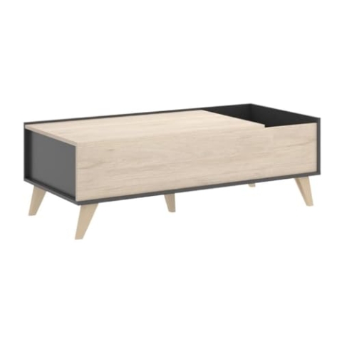 DEKIT GRUPO RIMOBEL Couchtisch mit aufklappbarem Umschlag, Holz, Grau, 99 x 60 x 41 cm