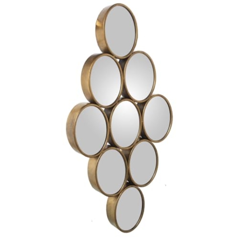 Alexandra House Living Wandspiegel, goldfarben, Metall, Kreise, 9 x 71 x 39 cm