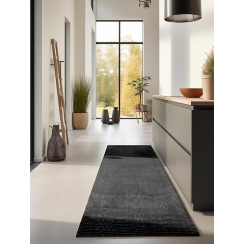 Hanse Home Jute Teppich – Natur Wohnzimmerteppich aus 100% Jute - Handgewebt & Natürlich – Boho Naturfaser Juteteppich für Wohnzimmer, Schlafzimmer, Esszimmer – Schwarz, 80x200cm