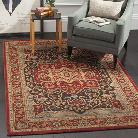 SAFAVIEH Traditionell Teppich für Wohnzimmer, Esszimmer, Schlafzimmer - Mahal Collection, Kurzer Flor, Rot und Burgunderrot, 155 X 231 cm