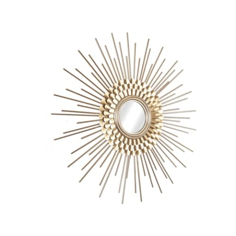 Romimex Wandspiegel, goldfarben, Metall, Sonne, 80 x 80 x 6 cm, rund