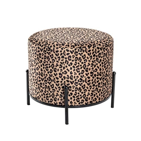 HAKU Möbel Hocker Motiv, schwarz, MDF, Metall, Textilgewebe - Maße: H 40 cm x Ø 48 cm, Style: Bohemian