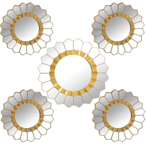 Alexandra House Living Spiegel-Set, goldfarben, Kunststoff, 2 x 92 x 50 cm, rund