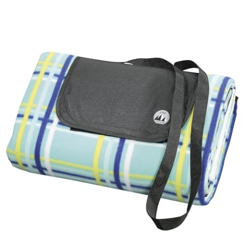 Cilio Picknickdecke Beach, Unterseite wasserabweisend, Outdoor Decke Polyester, weiche Oberfläche, mit Klettverschluss und Trageriemen, Geeignet für Picknick, Strand und Camping, 200x200 cm, Türkis