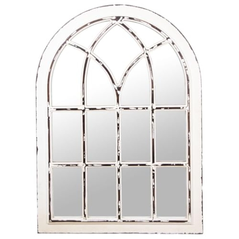 Alexandra House Living Wandspiegel, weiß, Metall, abgenutzt, 7 x 103 x 76 cm