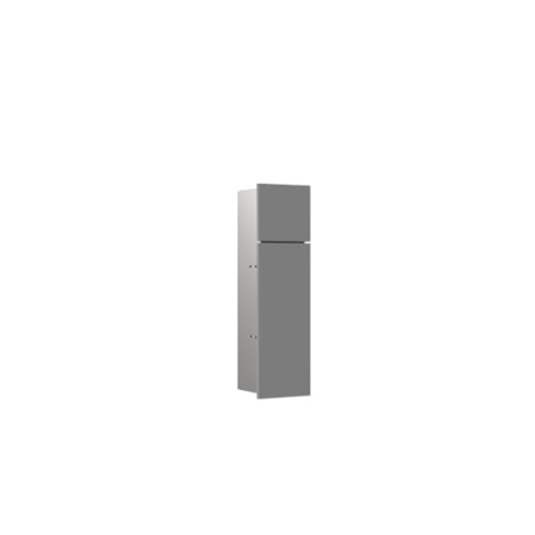 Emco Asis Pure Unterputz-WC-Modul, Badezimmerschrank als Klobürsten- und Toilettenpapierhalter mit extra Fach, Hochschrank mit Push to Open-Funktion und Anschlag Links, grau matt