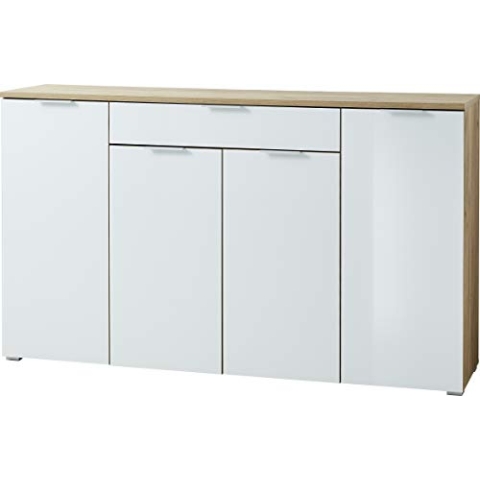 Germania Sideboard 3983-242 GW-TELDE, in Navarra-Eiche-Nb./Weiß, Fronten aus Glas, 179 x 105 x 40 cm (BxHxT)