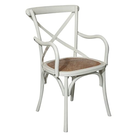 Kekse Stuhl mit Armlehnen 91 x 52 x 45 cm | Stühle Küche Holz | Esszimmer Stühle Holz antik weiß | Stuhl Küche Sitz Rattan