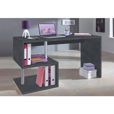 Dmora - Schreibtisch Valerio, linearer PC-Schreibtisch, Mehrzweck-Bürotisch, platzsparender Schreibtisch mit mehreren Positionen, 100 % Made in Italy, 140 x 60 x 78 cm, Schiefer